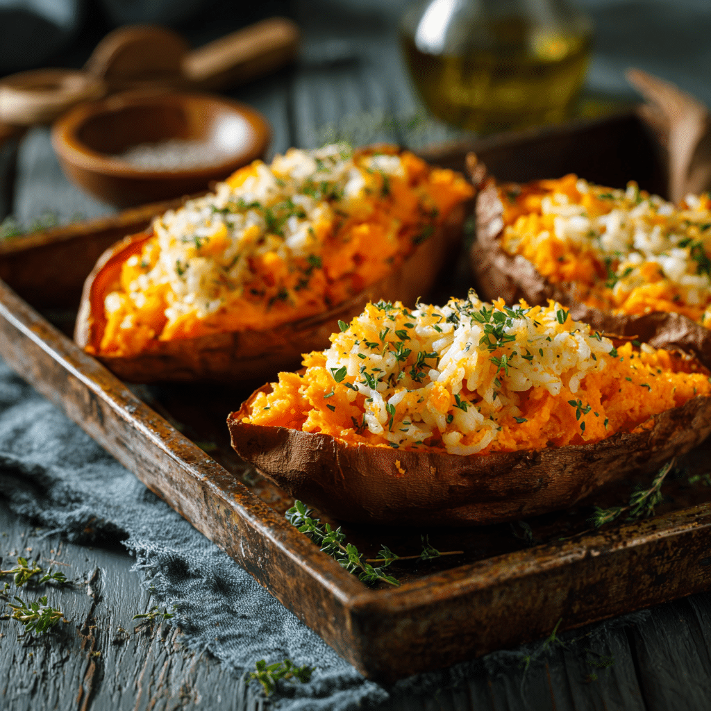 Creamy Rice-Stuffed Sweet Potato Bake Recipe - Recipe Image