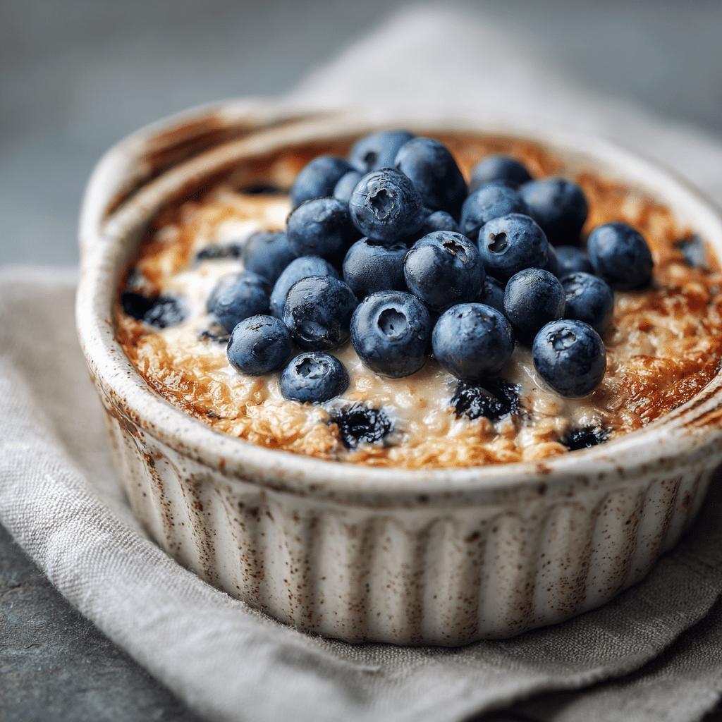 Creamy Baked Oatmeal with Blueberries Recipe - Recipe Image