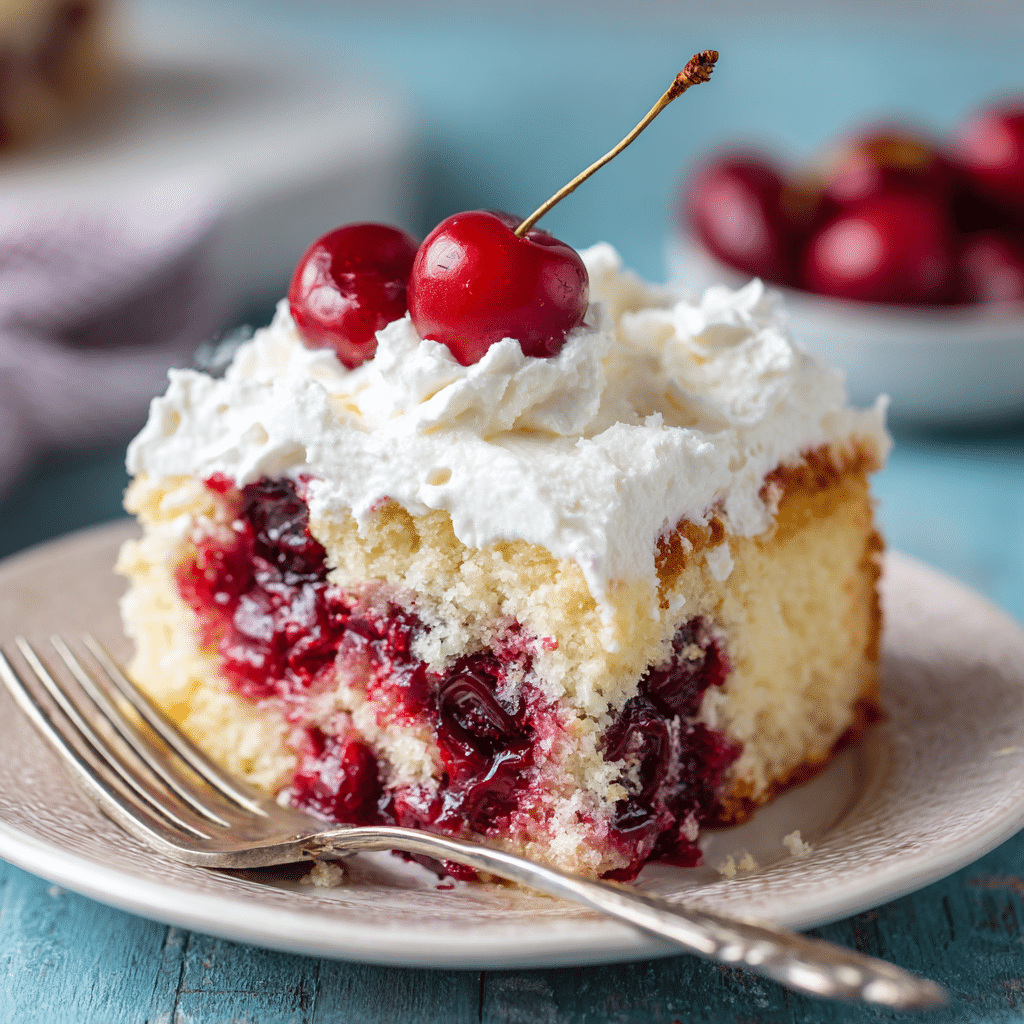 Moist & Sweet Cherry Poke Cake Recipe - Recipe Image