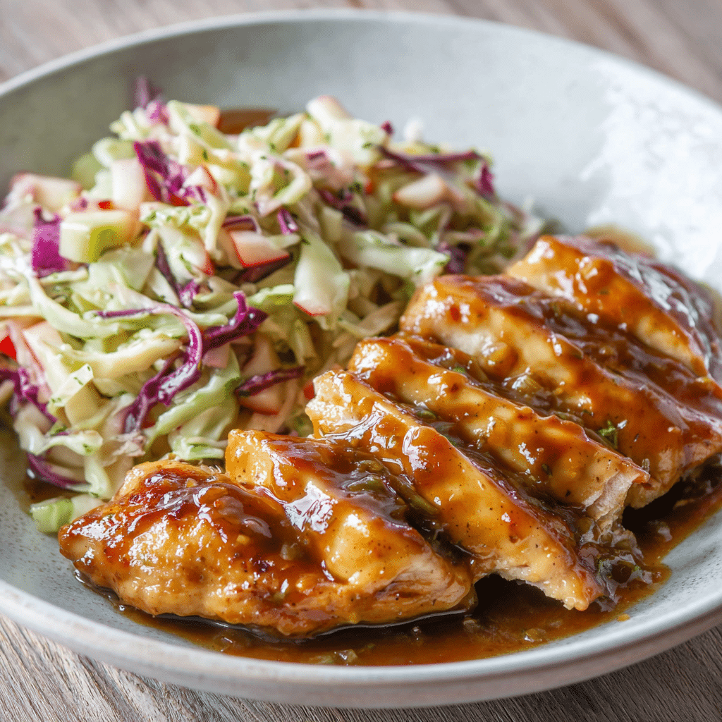 Sticky Apple Cider Chicken with Crisp Autumn Slaw Recipe