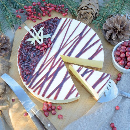 Christmas Cranberry Jam White Chocolate Mousse Cheesecake Recipe - Recipe Image
