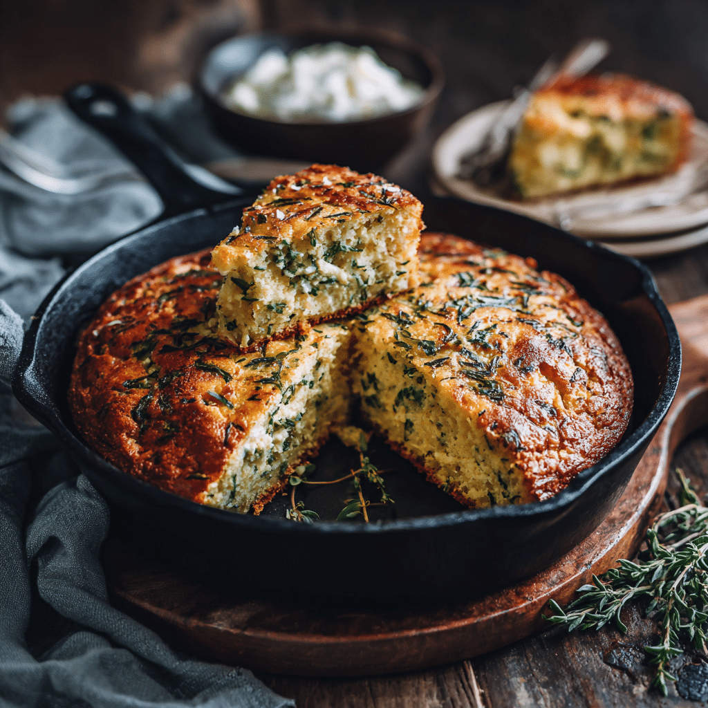 Savory Herb Yogurt Skillet Cake Recipe