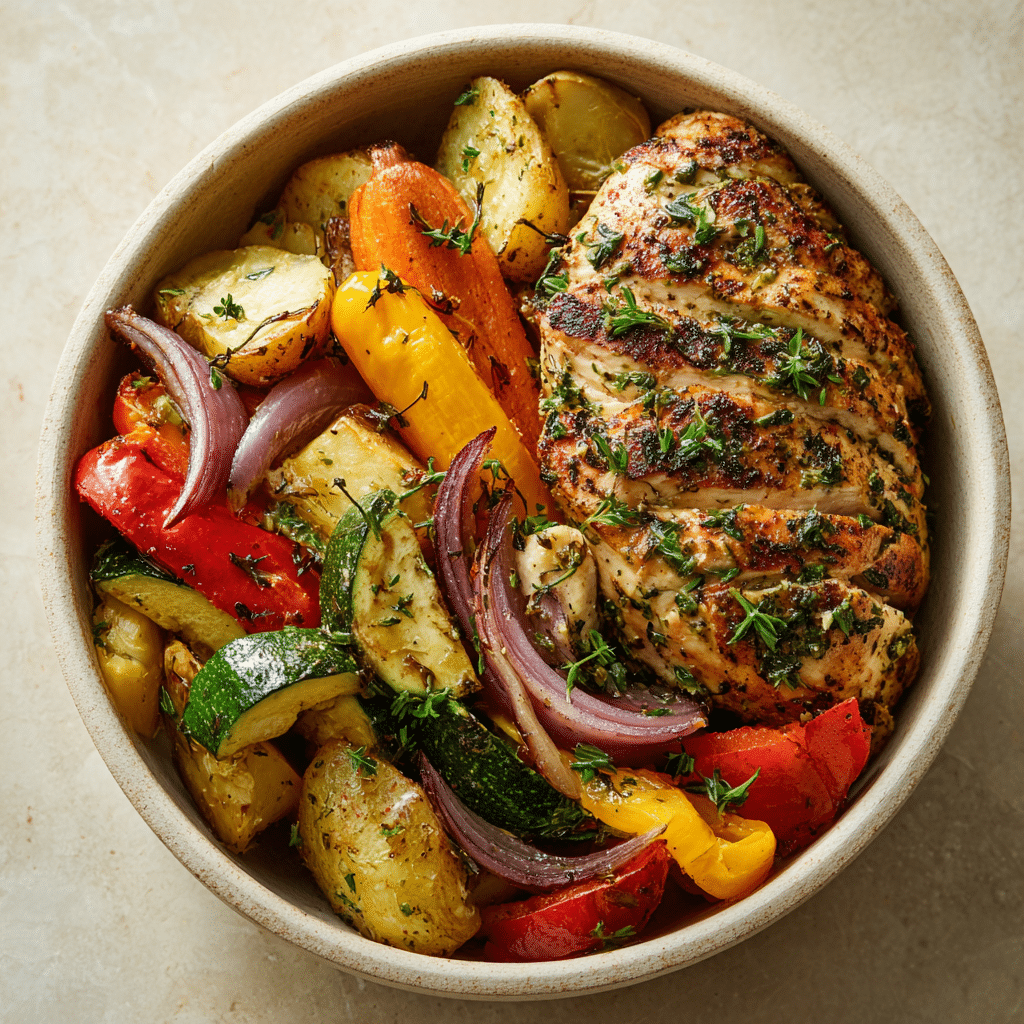 Lemon Herb Chicken Veggie Bowl Recipe