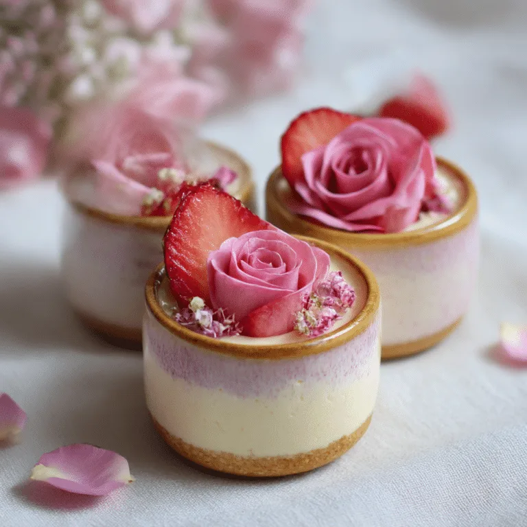 Strawberry Rose Mini Cheesecakes