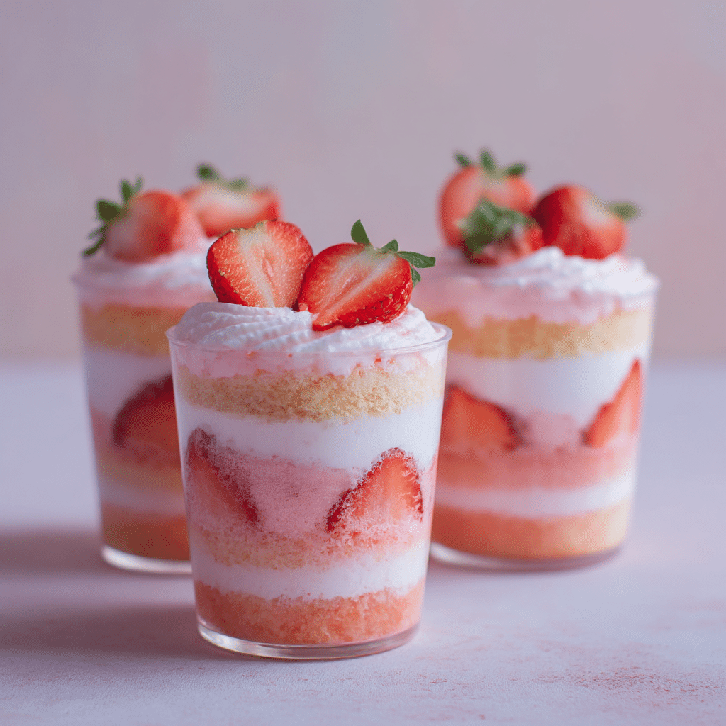 Strawberry Milk Cake Cups Recipe