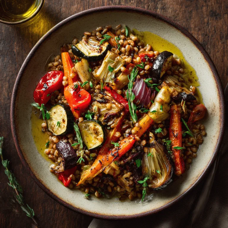 Mediterranean Farro Bowl with Roasted Vegetables Recipe