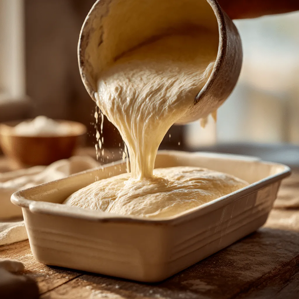 Pour the bread mixture into the prepared baking dish, spreading it out evenly Recipe