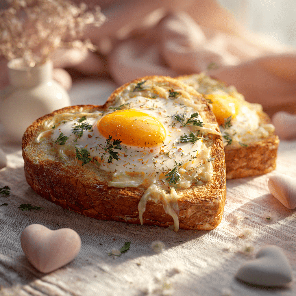 Heart-Shaped Egg & Cheese Toast: Warm Morning Love Recipe - Recipe Image