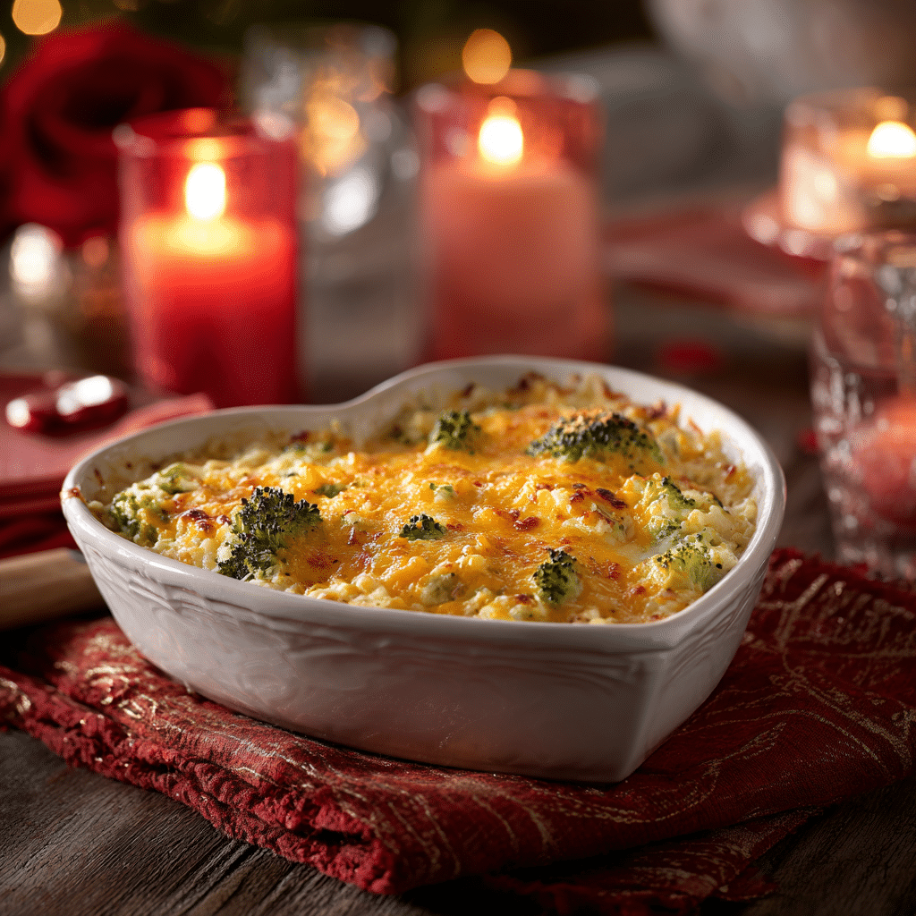 Valentine’s Day Cheesy Broccoli and Rice Casserole Recipe