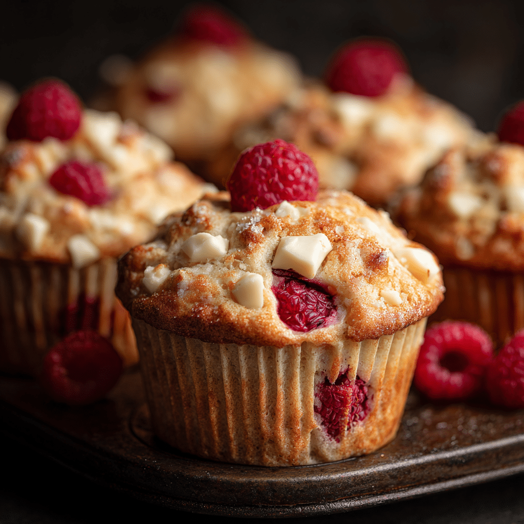 Vegan White Chocolate & Raspberry Muffins Recipe - Recipe Image
