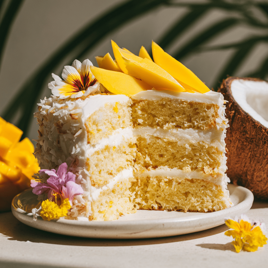 Vegan Mango Coconut Cake Recipe - Recipe Image