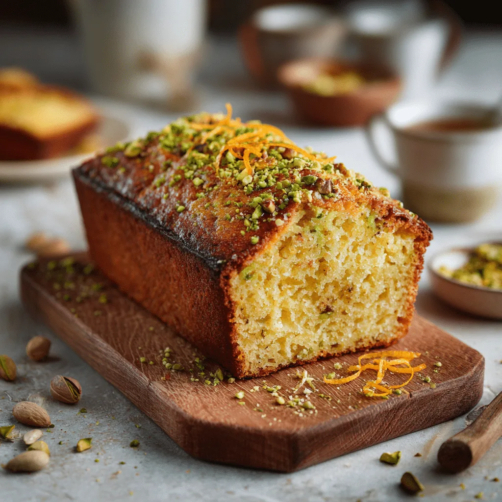 Orange Cardamom Pistachio Tea Cake Recipe - Recipe Image