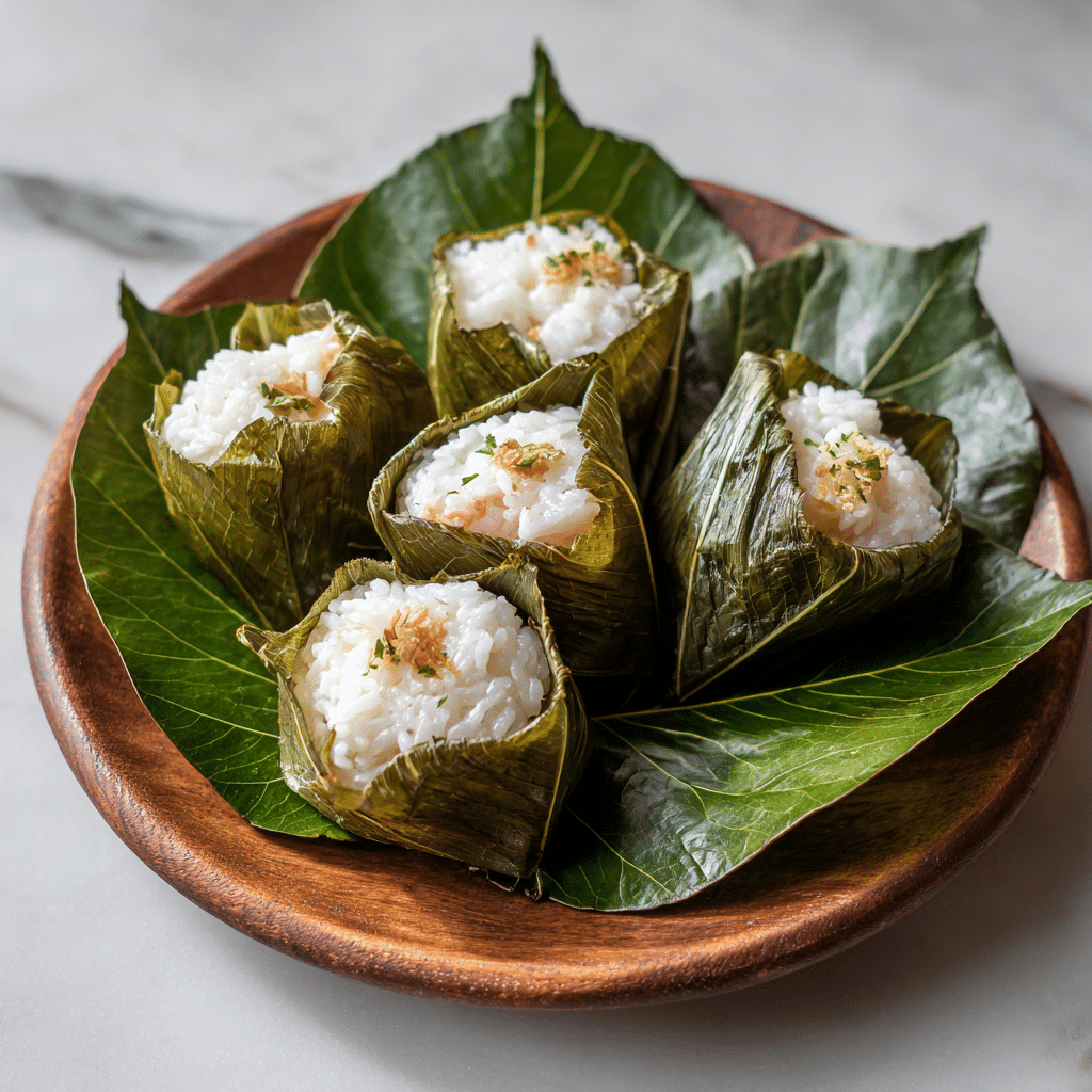 Steamed Coconut Rice Breakfast Parcels Recipe - Recipe Image