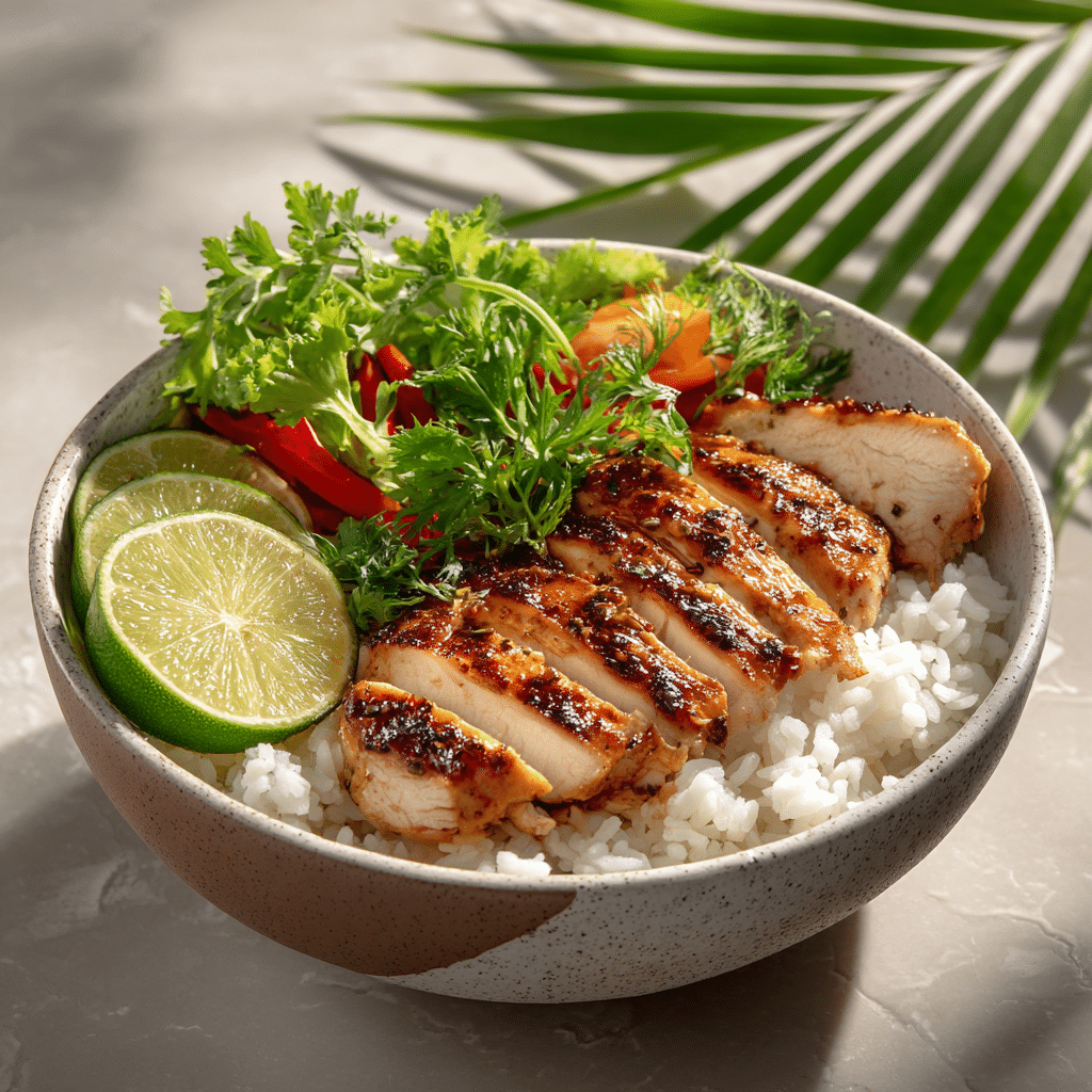 Garlic Lime Chicken Rice Bowl (Light) Recipe - Recipe Image