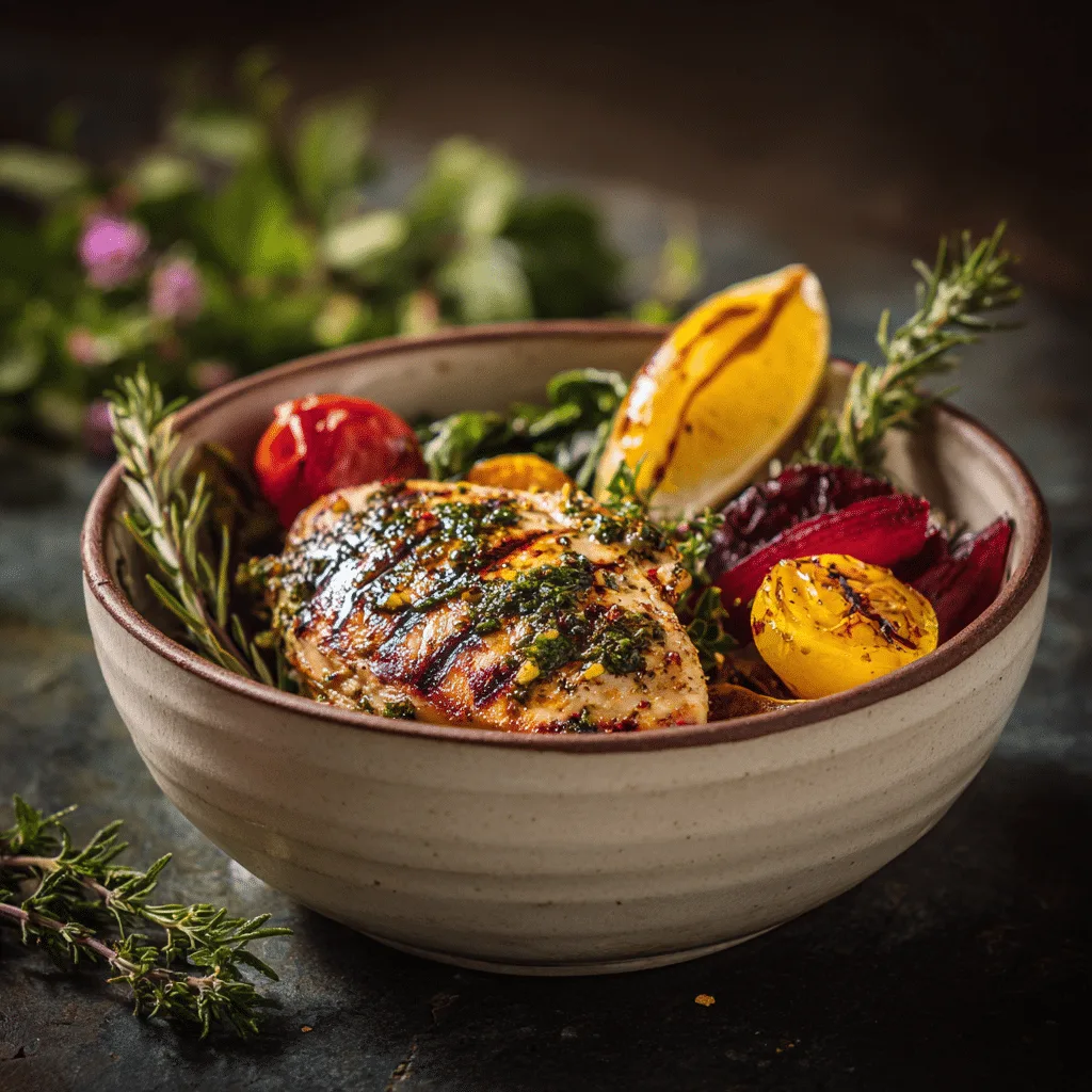 Lemon Herb Chicken Veggie Bowl Recipe - Recipe Image