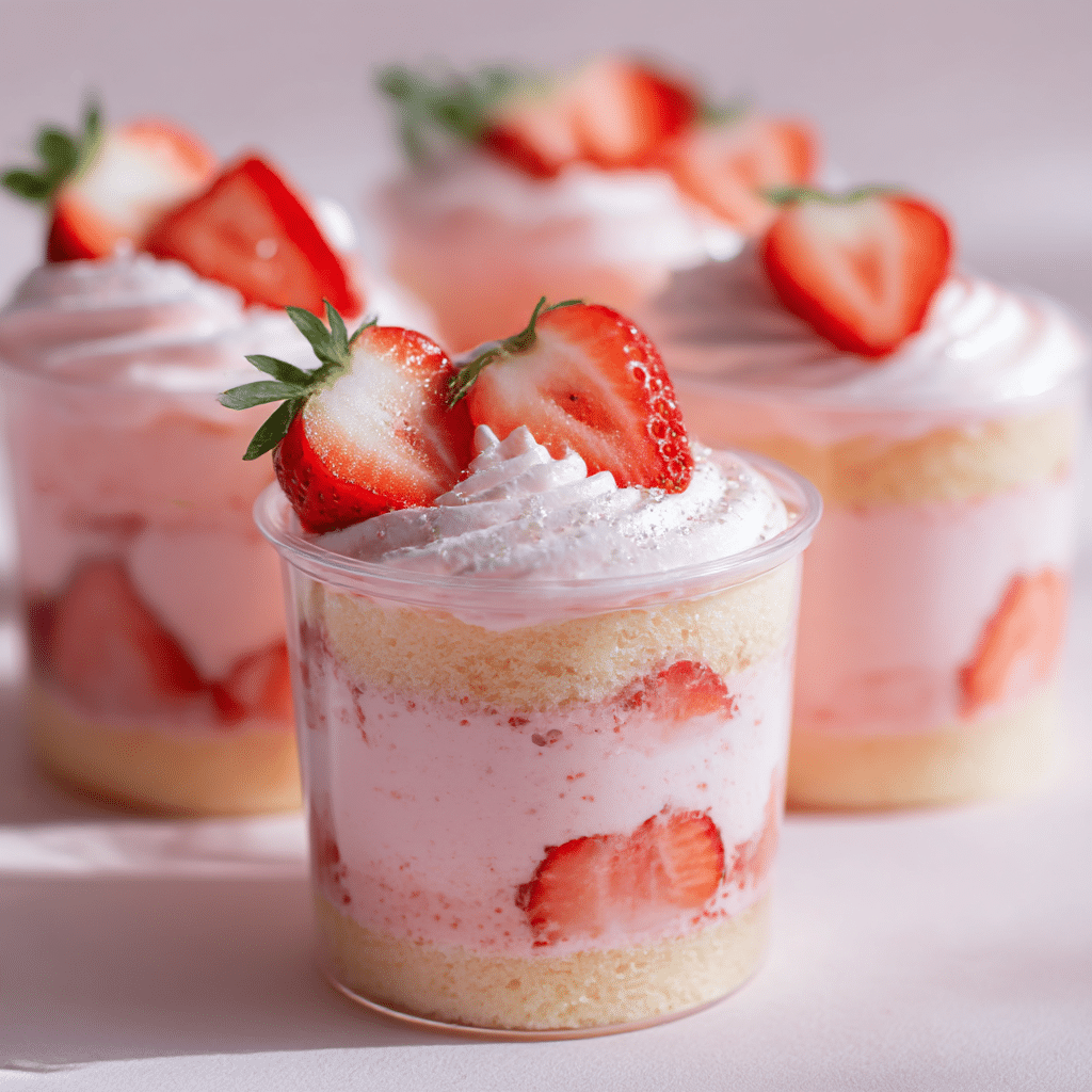 Strawberry Milk Cake Cups Recipe - Recipe Image