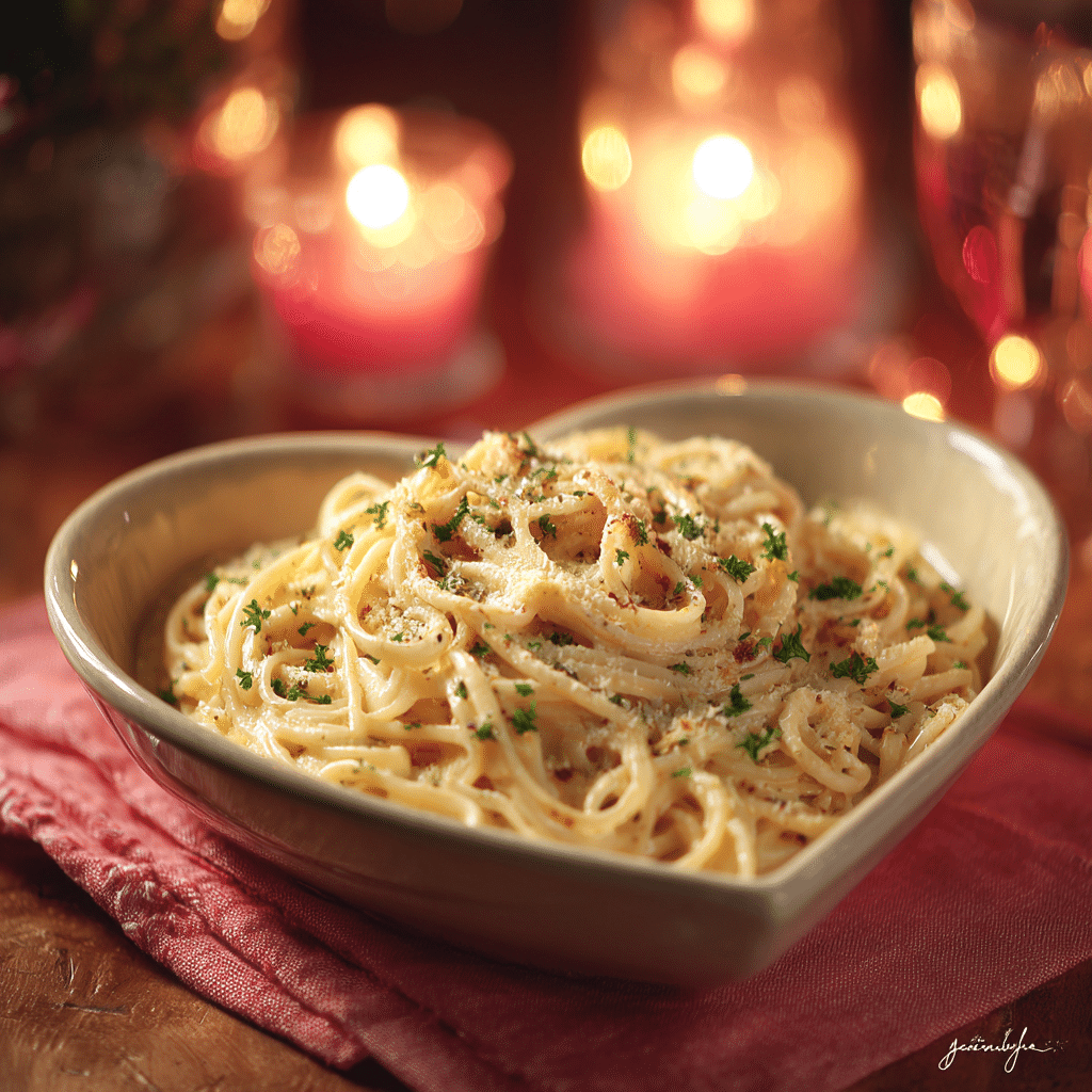 Creamy Garlic Pasta for Two: Cozy Romantic Comfort Recipe - Recipe Image