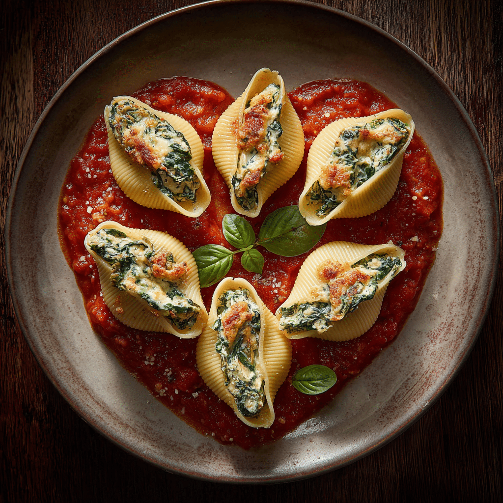 Valentine’s Day Spinach and Cheese Stuffed Shells Recipe - Recipe Image
