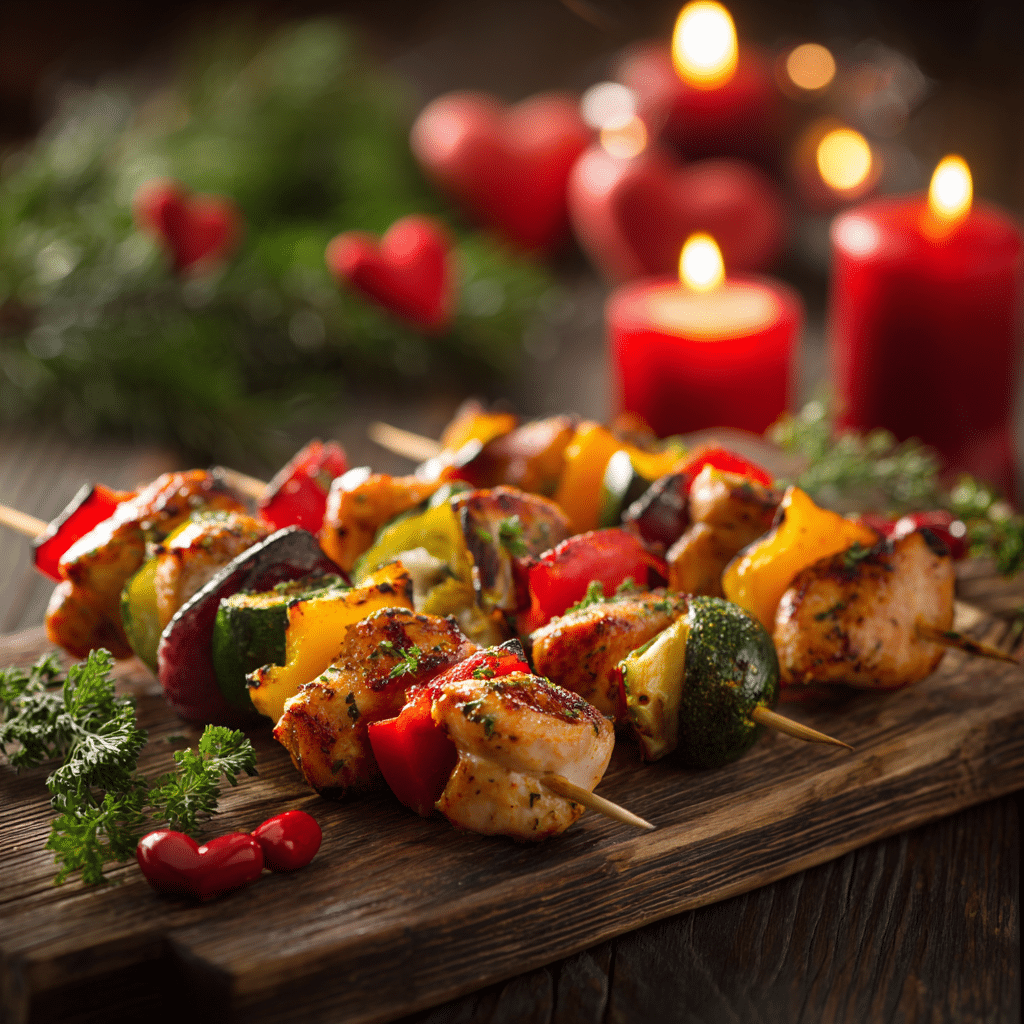 Valentine’s Day Chicken and Veggie Skewers Recipe - Recipe Image