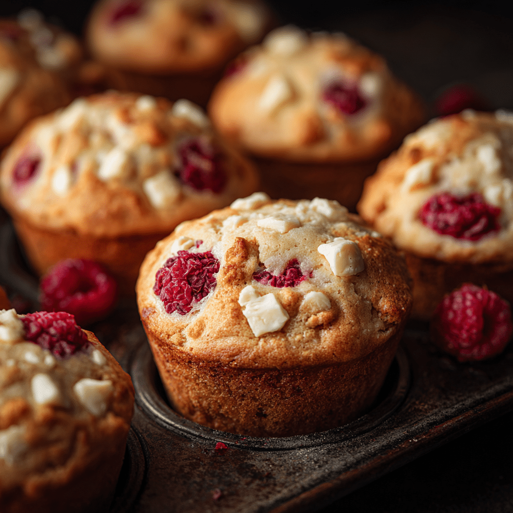 Vegan White Chocolate & Raspberry Muffins Recipe - Recipe Image