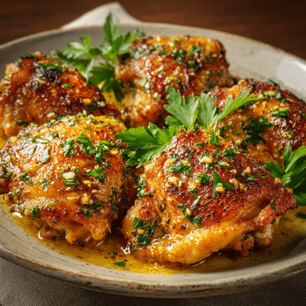 Simple Butter Garlic Chicken Thighs Recipe - Recipe Image