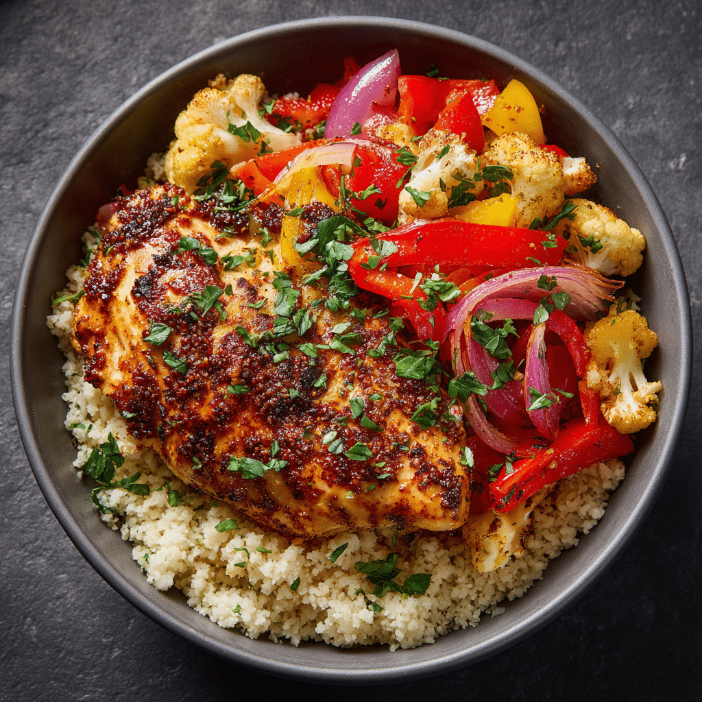 Spicy Paprika Chicken Cauliflower Bowl Recipe - Recipe Image