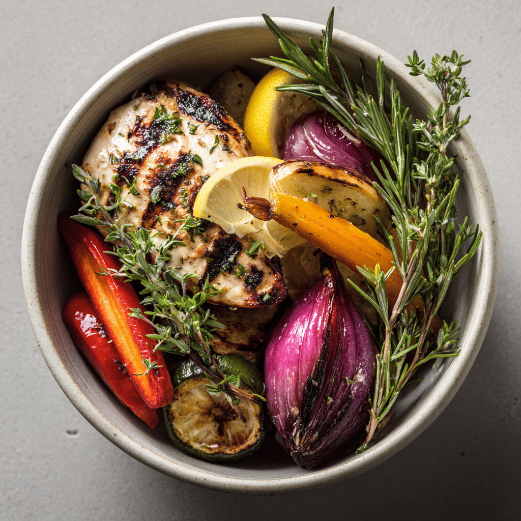 Lemon Herb Chicken Veggie Bowl Recipe - Recipe Image