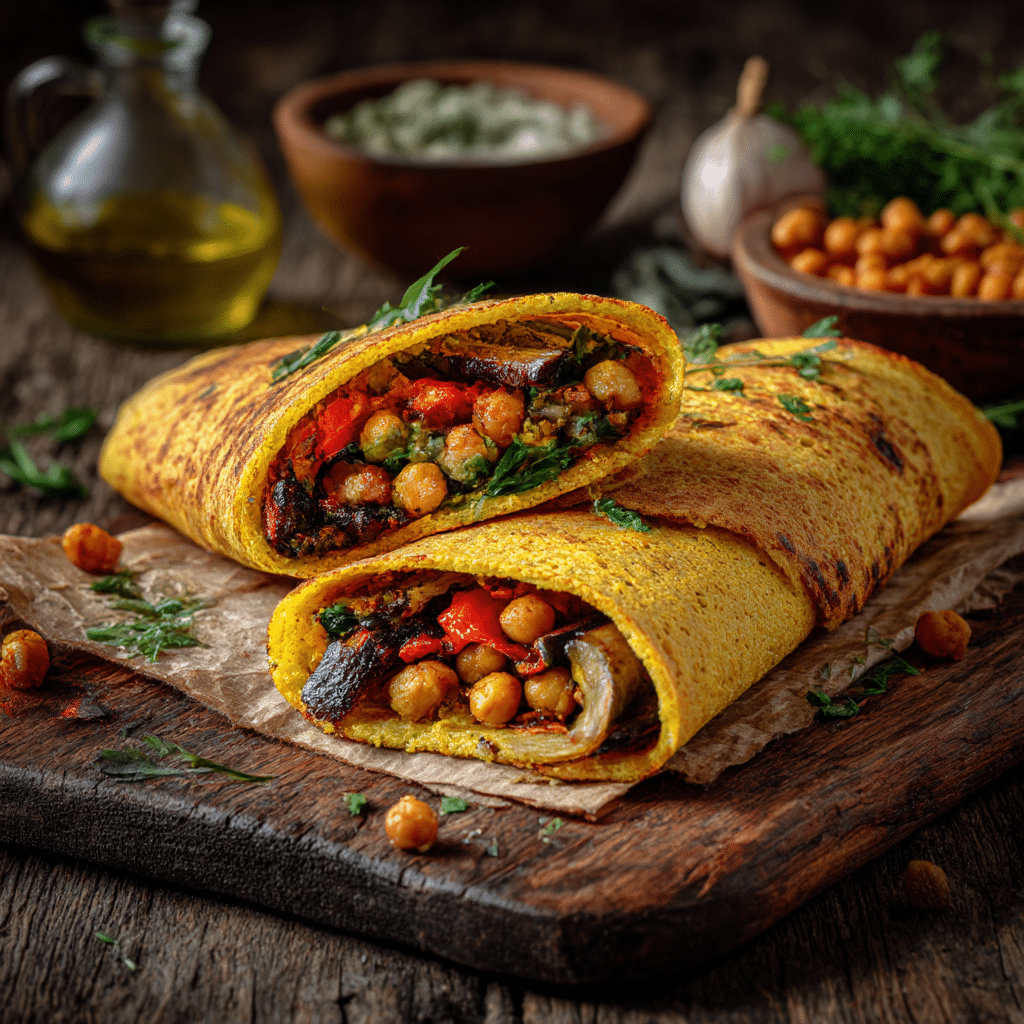 Crispy Chickpea Socca Wraps Recipe - Recipe Image