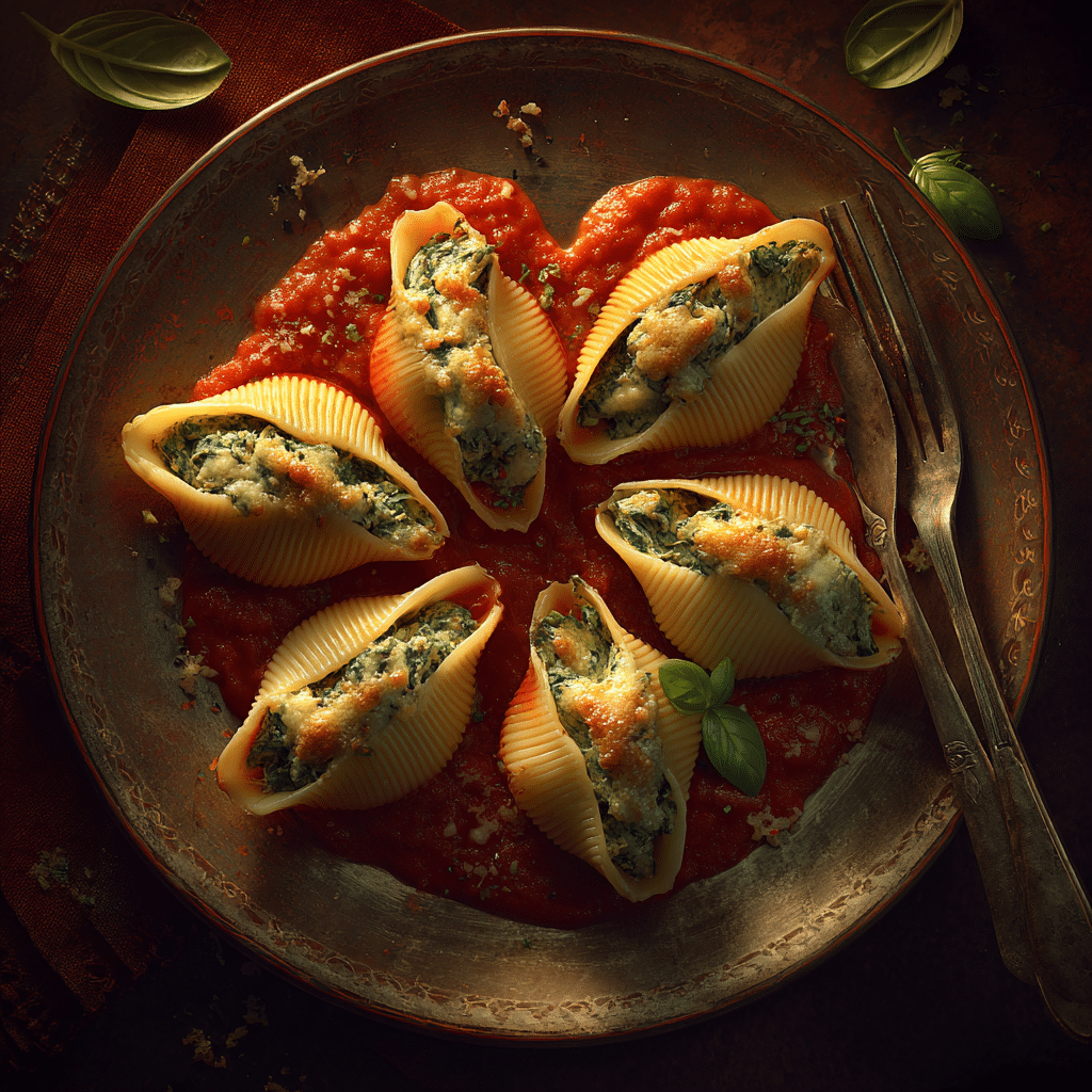 Valentine’s Day Spinach and Cheese Stuffed Shells Recipe - Recipe Image