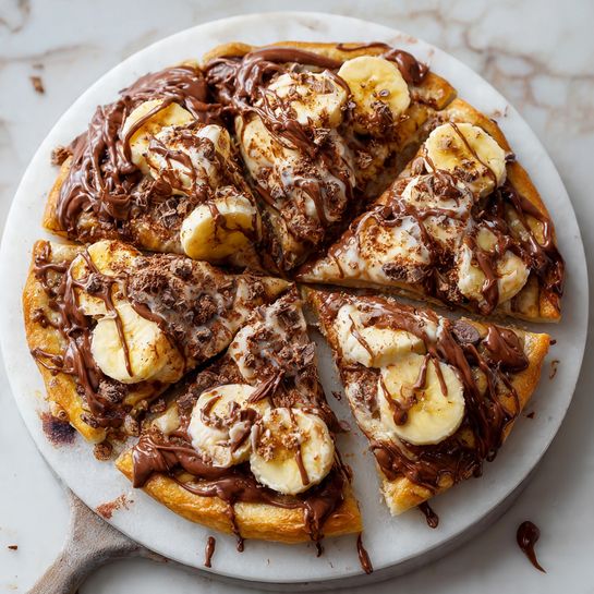 Nutella Banana Dessert Pizza: Decadent Sweet Indulgence Recipe - Recipe Image
