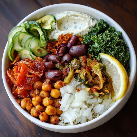Vegan Mediterranean Bowl: Colorful Plant-Powered Meal Recipe - Recipe Image
