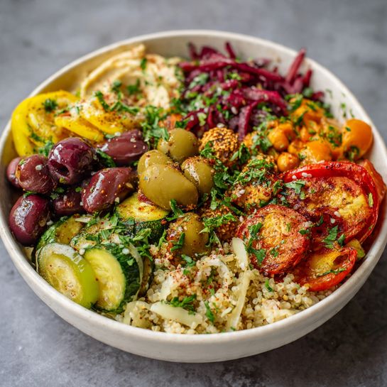 Vegan Mediterranean Bowl: Colorful Plant-Powered Meal Recipe - Recipe Image