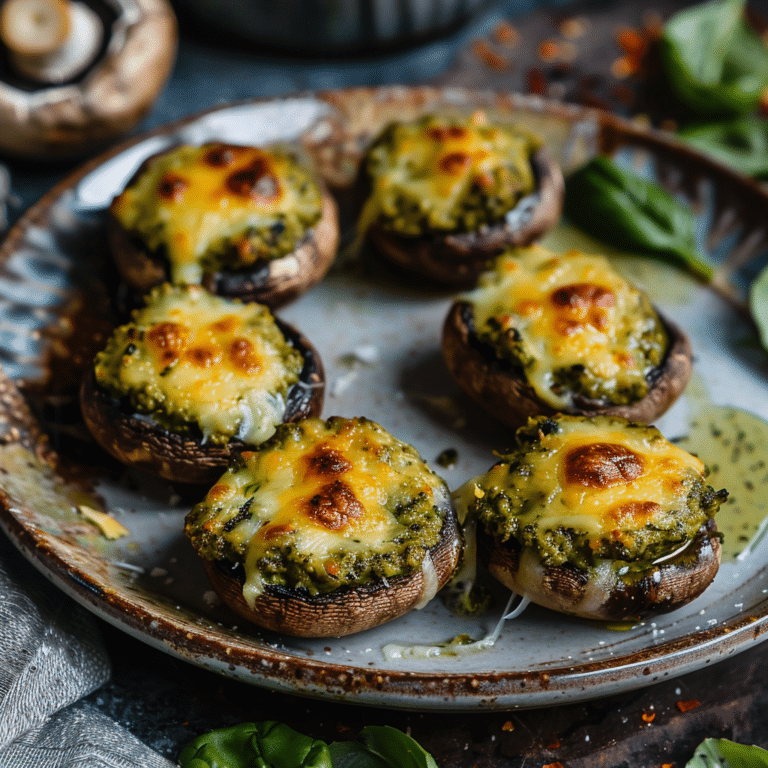 Baked Pesto Stuffed Mushrooms Recipe