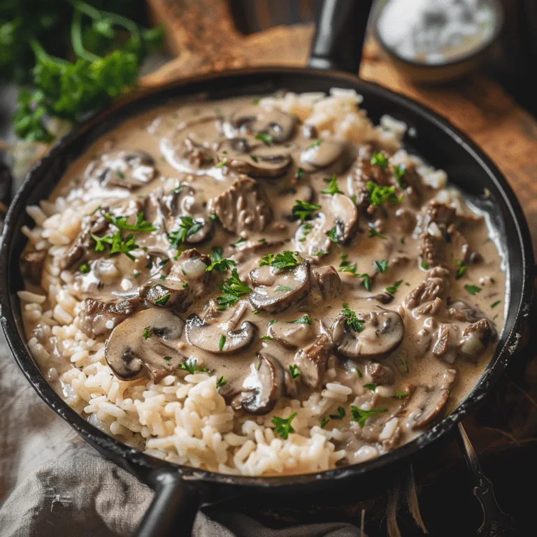 Creamy Mushroom Rice with Beef Recipe