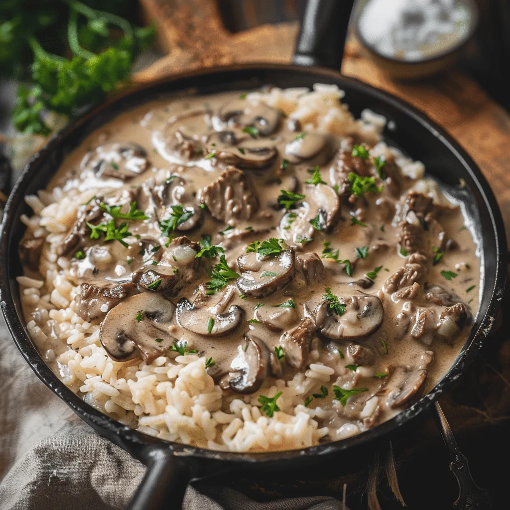 Creamy Mushroom Rice with Beef Recipe