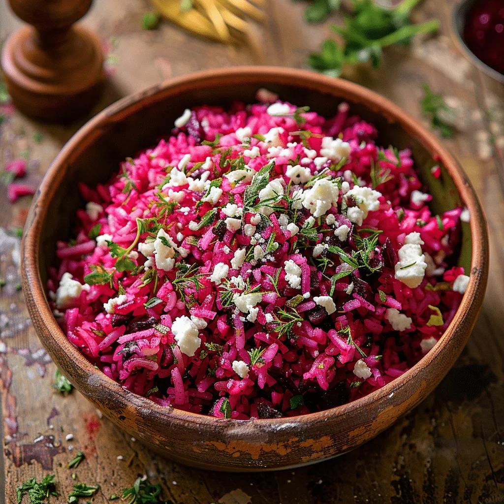 Vibrant Beetroot Rice with Feta Crumble