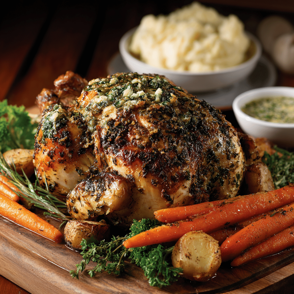 Herb-Crusted Roast Chicken with Garlic Butter Recipe