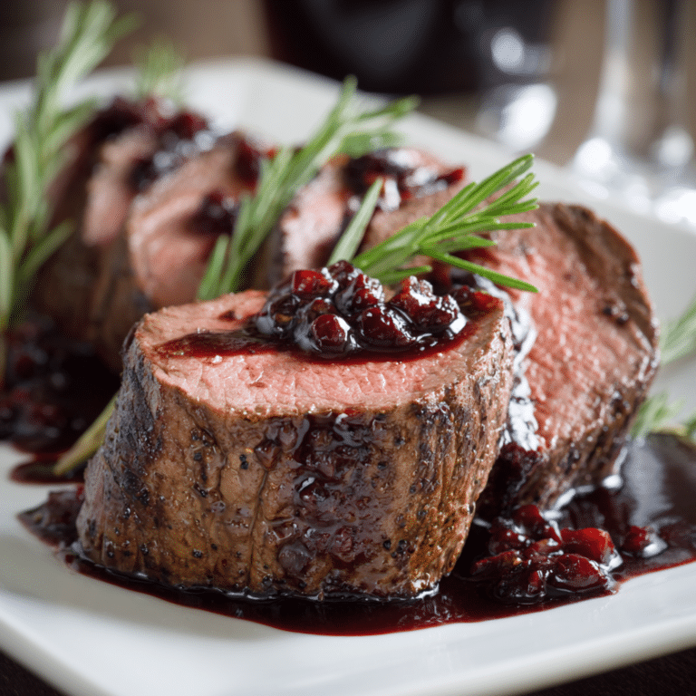 Beef Tenderloin with Red Wine Reduction Recipe