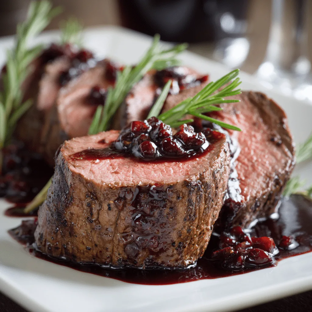 Beef Tenderloin with Red Wine Reduction Recipe