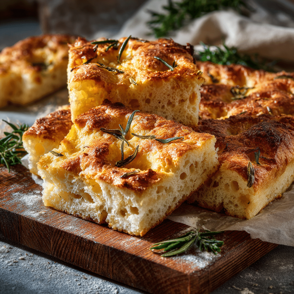 Baked Cheese & Herb Focaccia Recipe