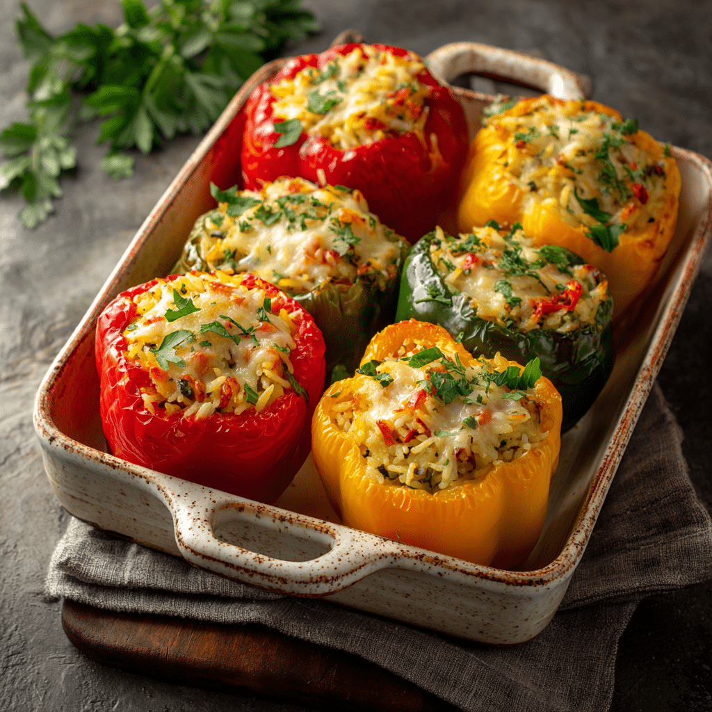 Stuffed Bell Peppers with Rice & Veggies Recipe