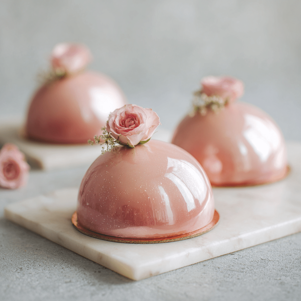 Strawberry Rose Mousse Domes Recipe