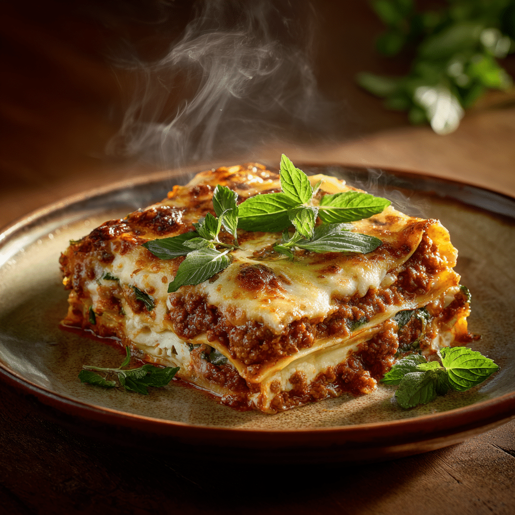 Baked Beef Lasagna with Three Cheeses Recipe