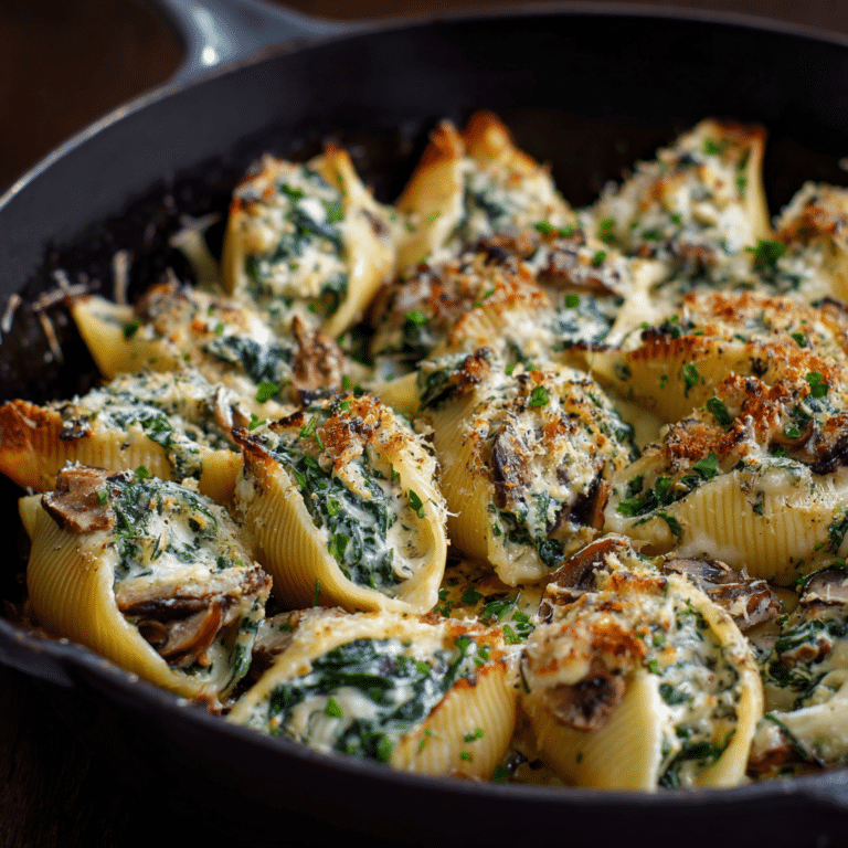 Creamy Spinach & Mushroom Stuffed Shells Recipe