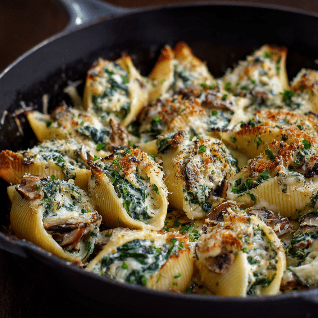 Creamy Spinach & Mushroom Stuffed Shells Recipe