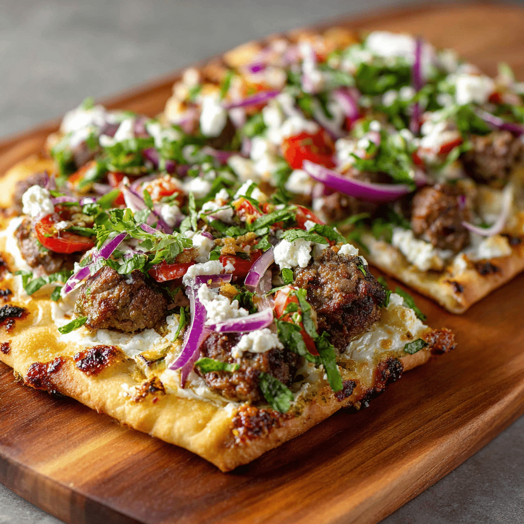 Spicy Mediterranean Lamb Flatbread Recipe