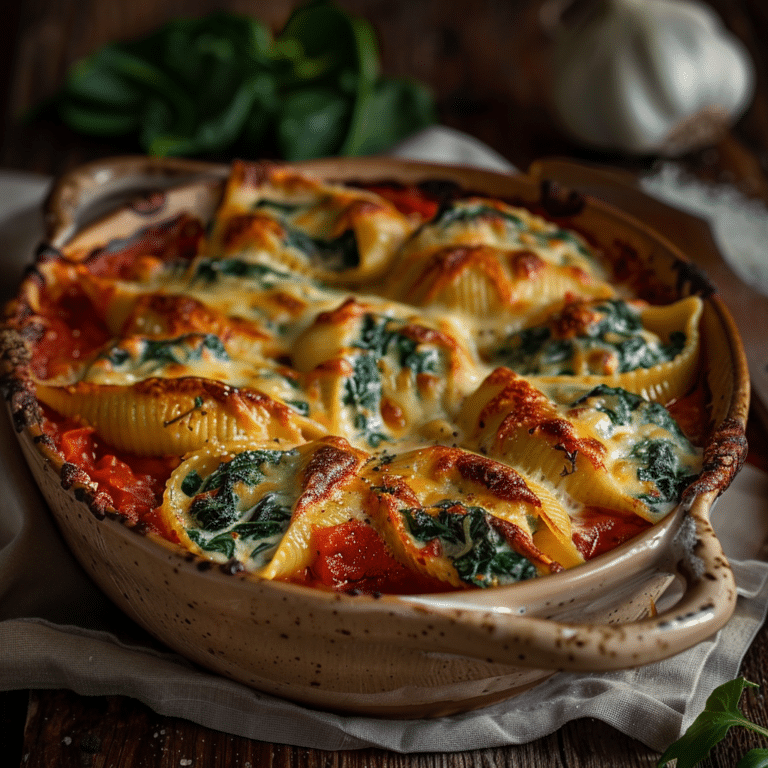 Spinach and Ricotta Stuffed Pasta Shells Recipe