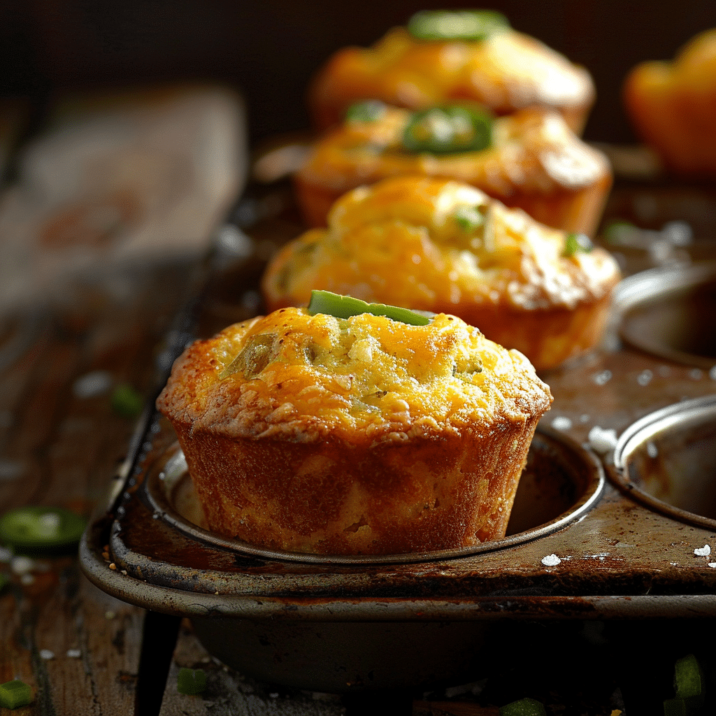 Cheddar and Jalapeño Cornbread Muffins Recipe - Recipe Image