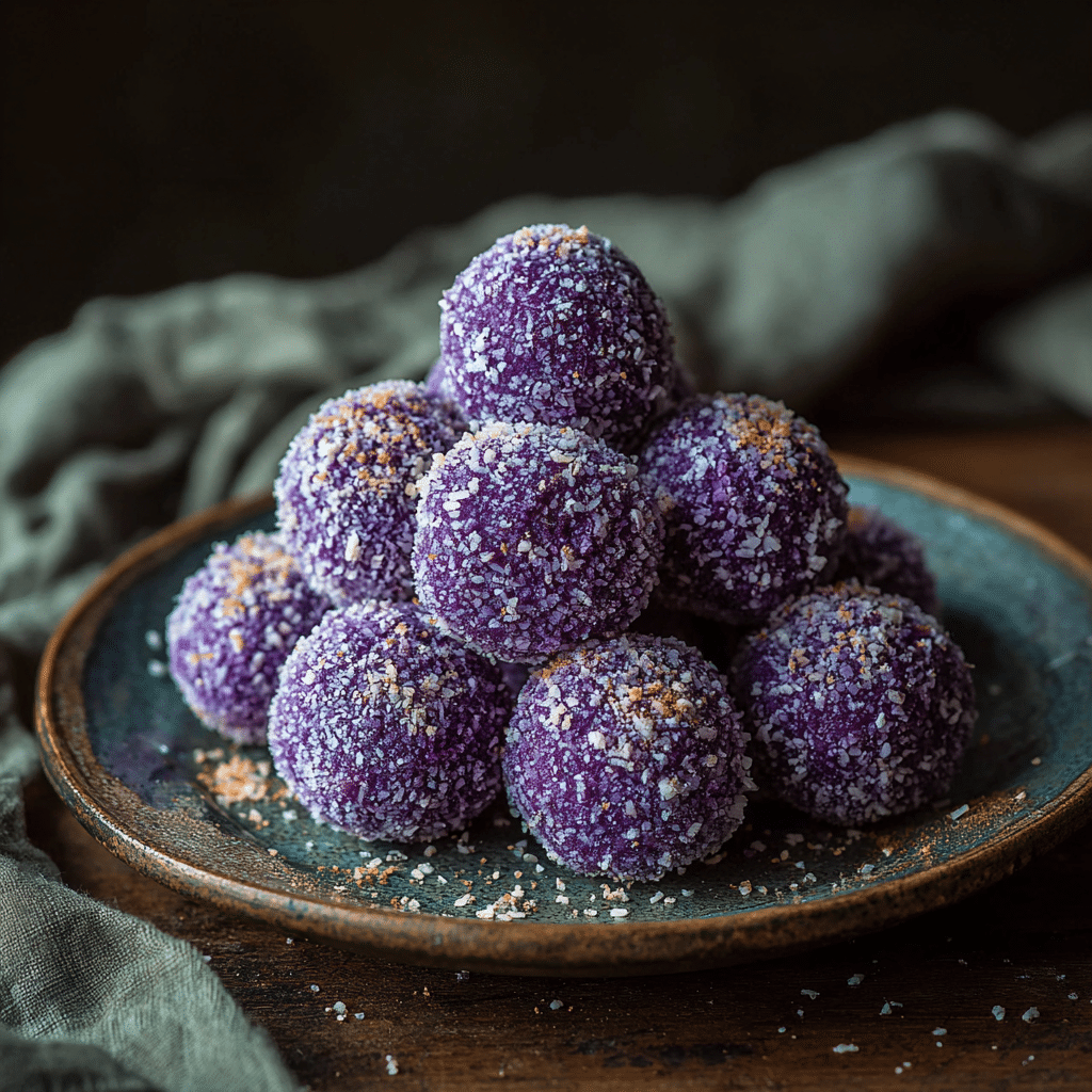 Purple Yam & Coconut Truffles: Electric Purple Bites Recipe - Recipe Image