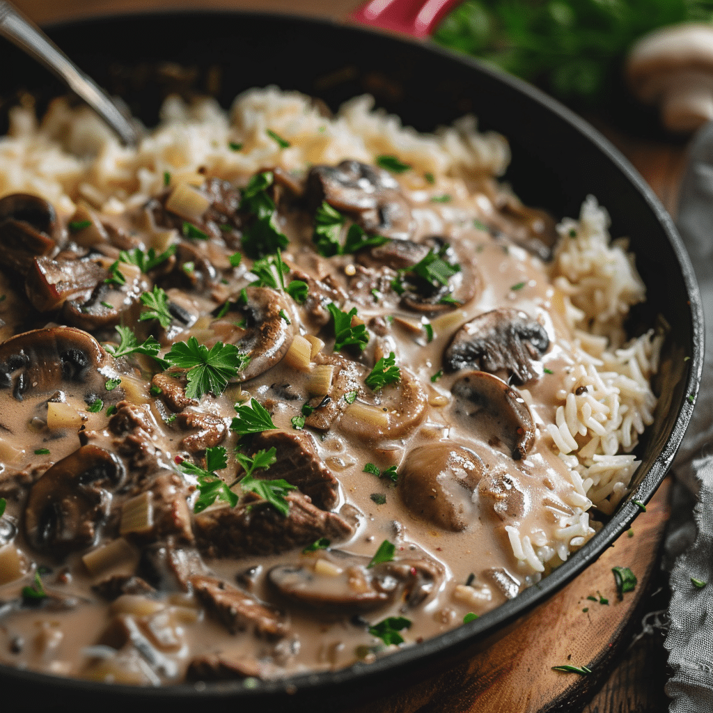 Creamy Mushroom Rice with Beef Recipe - Recipe Image